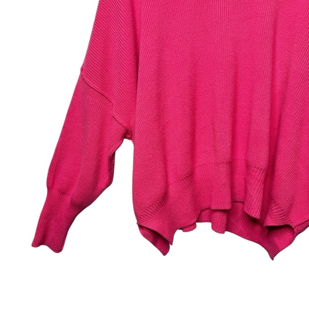 Free People Easy Street Hot Pink Oversized Sweater XS Boho Slouchy Tunic - Picture 7 of 15